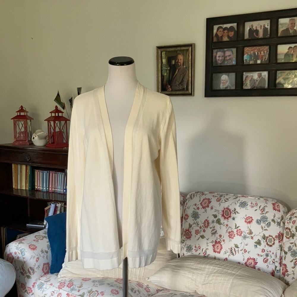 Ann Taylor Cream Cotton Cardigan, Size M